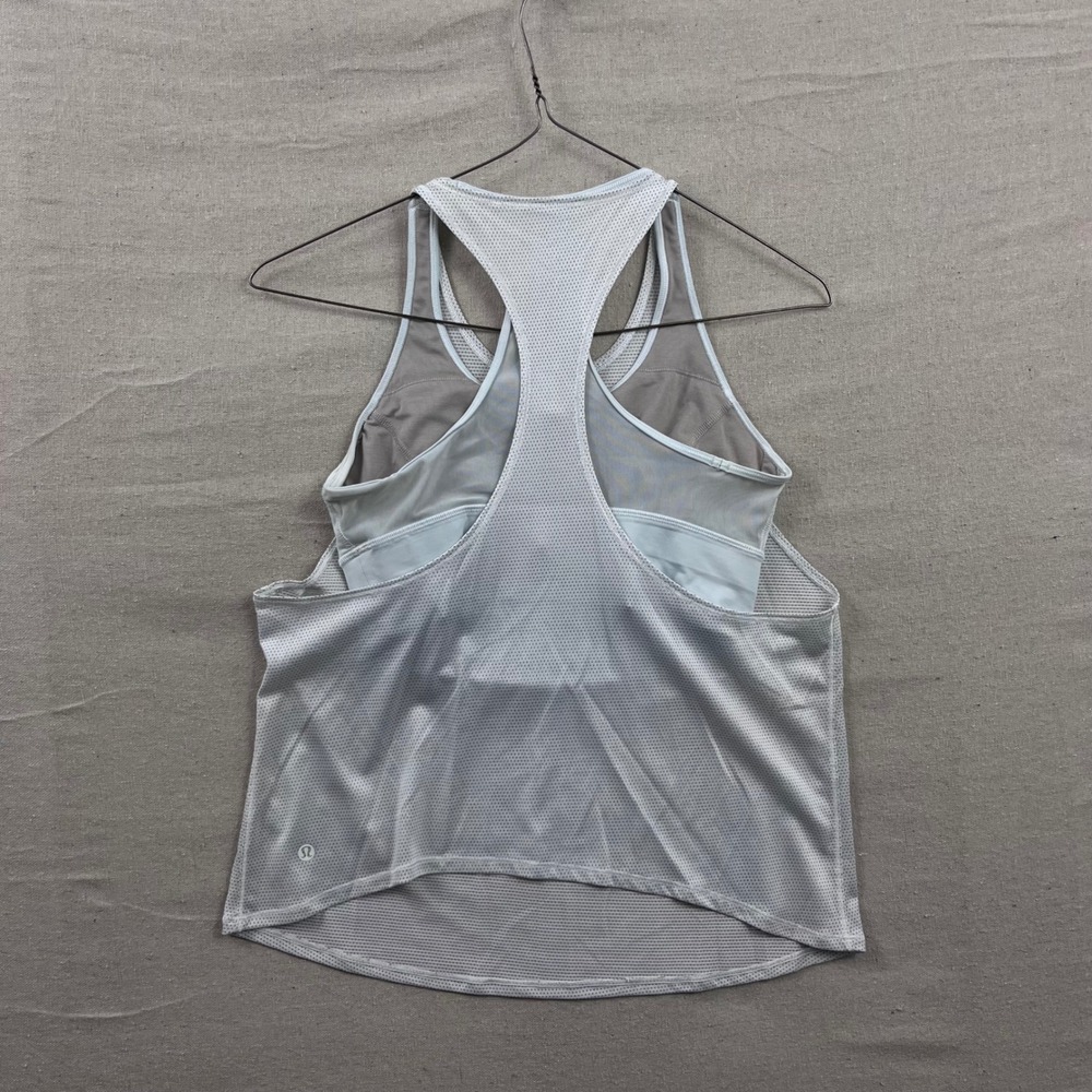 Lululemon 2-in-1 Mesh‎ Racerback Tank Top Womens 8 Grey Built-in Bra Activewear